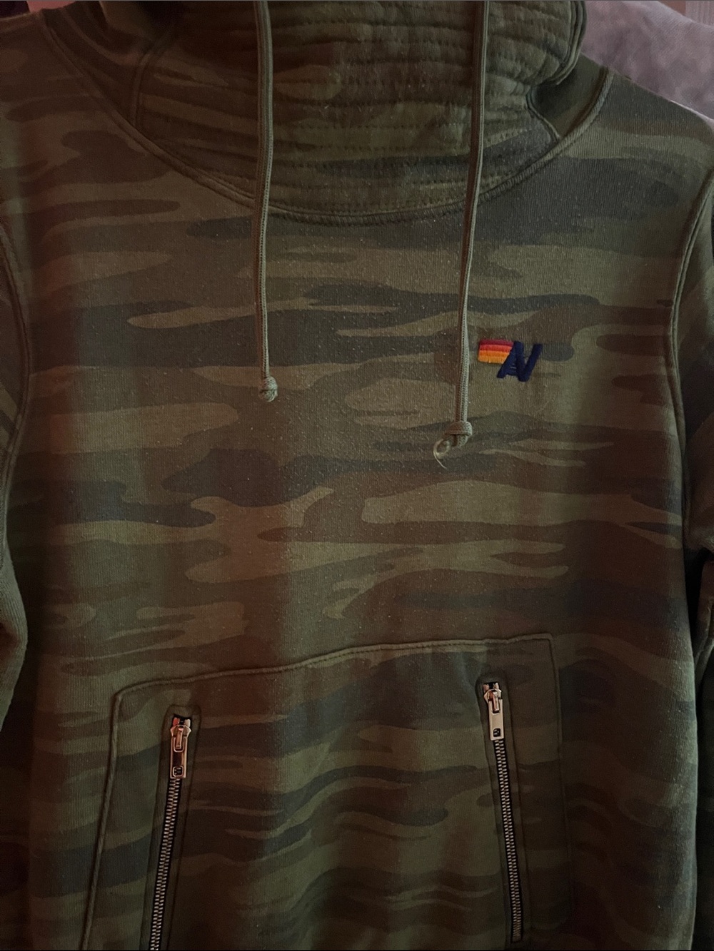 🌺SALE🌺 Aviator Nation Green Camo Pullover Hoodie with gold zippers size small i - Picture 13 of 14